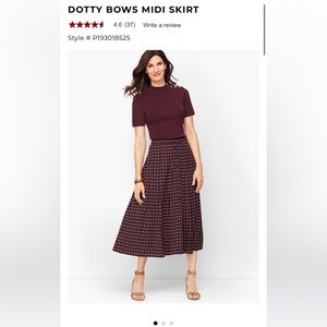 Talbots Dotty Bows Midi Skirt Burgundy